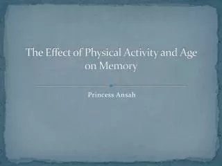the effect of physical activity and age on memory