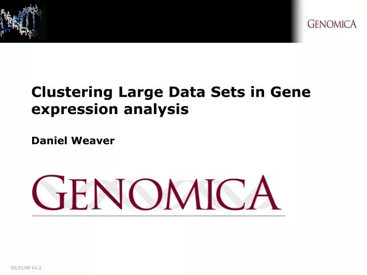 clustering large data sets in gene expression analysis daniel weaver