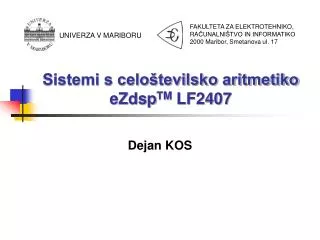 sistemi s celo tevilsko aritmetiko ezdsp tm lf2407