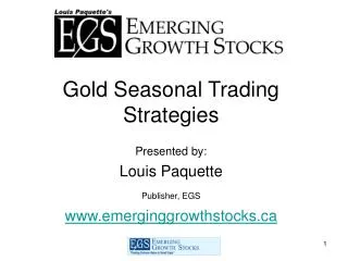 Gold Seasonal Trading Strategies