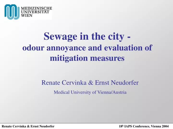 sewage in the city odour annoyance and evaluation of mitigation measures
