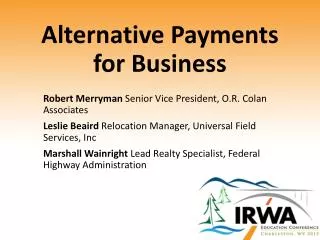 Alternative Payments for Business