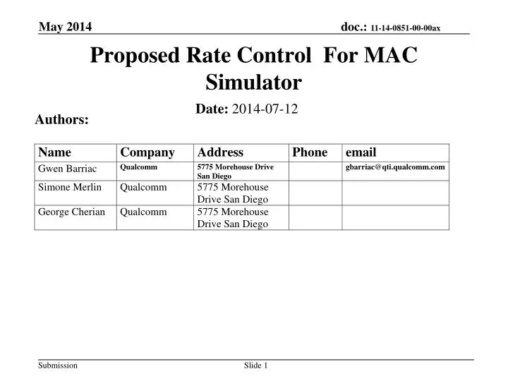 proposed rate control for mac simulator