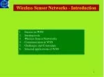 Wireless Sensor Networks - Introduction - slide 1
