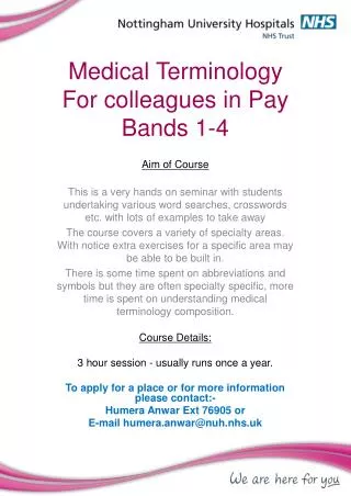 Medical Terminology For colleagues in Pay Bands 1-4