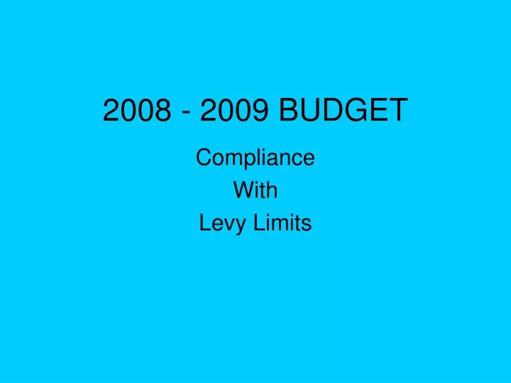2008 2009 budget