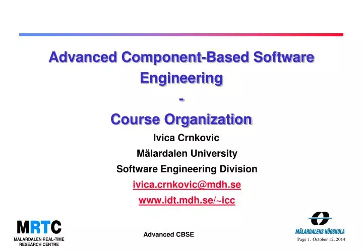 advanced component based software engineering course organization