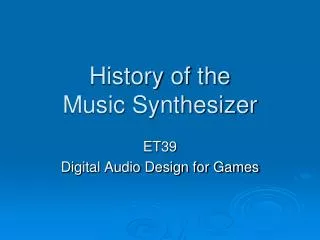 History of the Music Synthesizer
