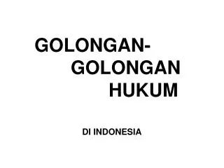 golongan golongan hukum