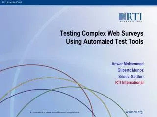 Testing Complex Web Surveys Using Automated Test Tools
