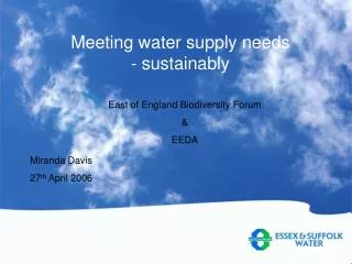 Meeting water supply needs - sustainably