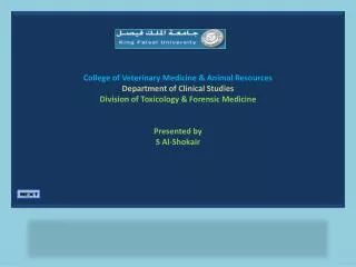 College of Veterinary Medicine &amp; Animal Resources Department of Clinical Studies