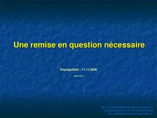 une remise en question n cessaire