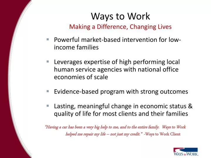 ways to work making a difference changing lives