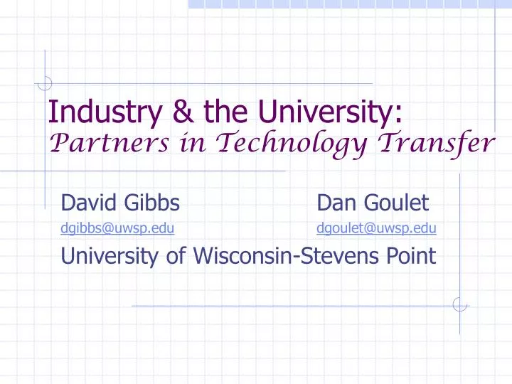 industry the university partners in technology transfer