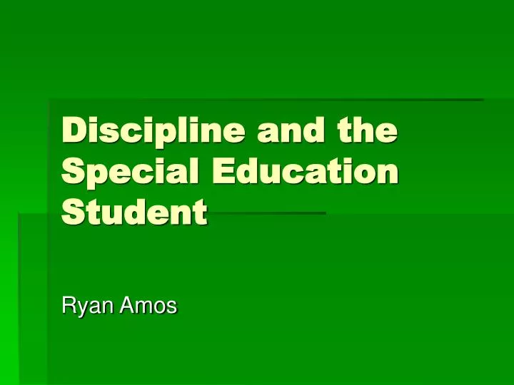 discipline and the special education student
