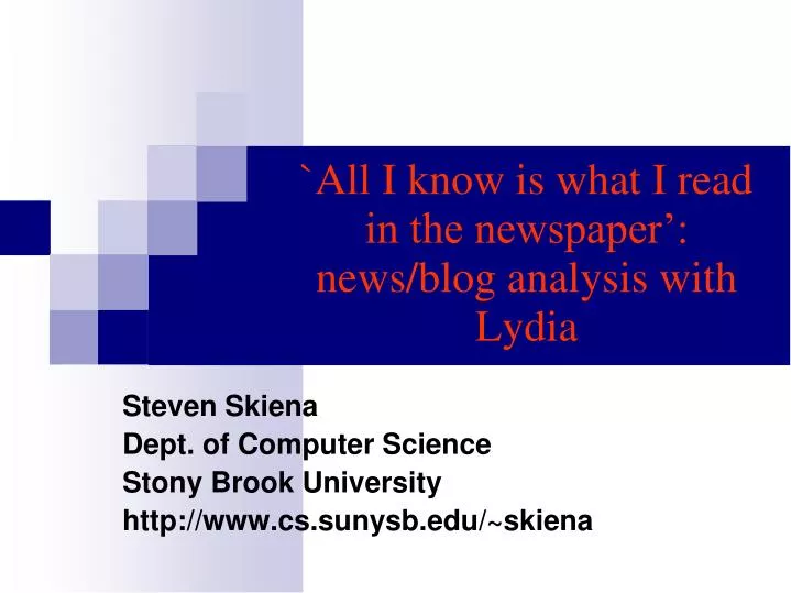 all i know is what i read in the newspaper news blog analysis with lydia