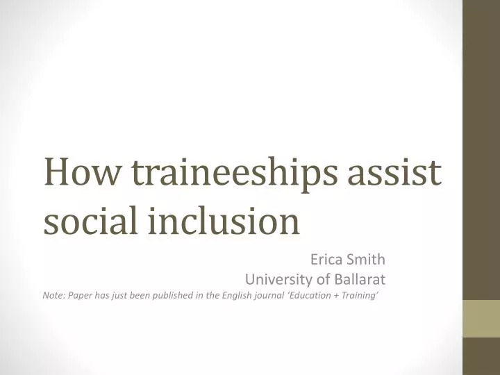 how traineeships assist social inclusion