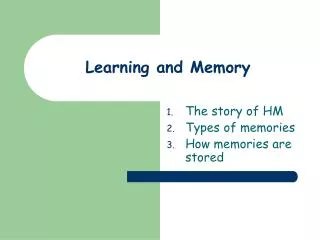 Learning and Memory