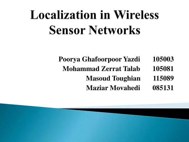 localization in wireless sensor networks