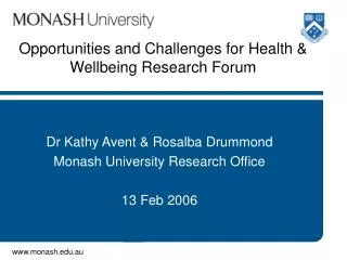 Opportunities and Challenges for Health &amp; Wellbeing Research Forum