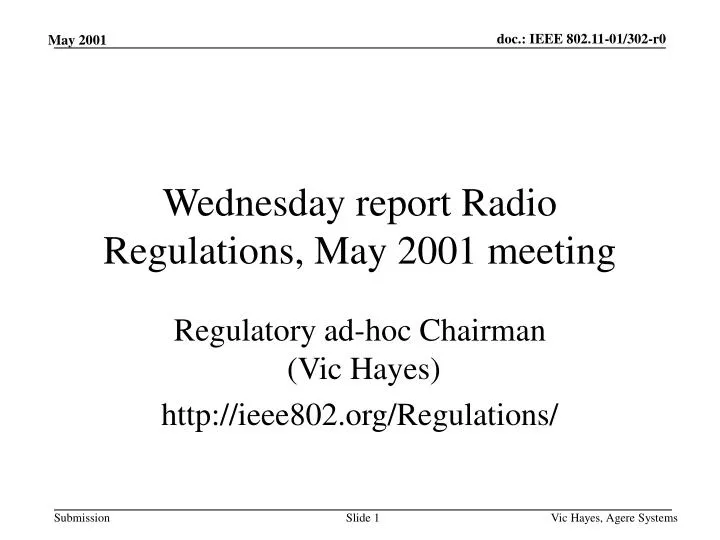 wednesday report radio regulations may 2001 meeting