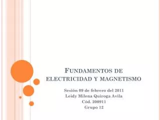 Fundamentos de electricidad y magnetismo