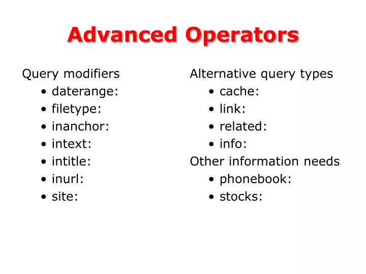 advanced operators