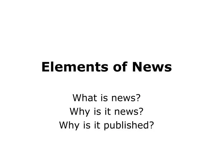 elements of news