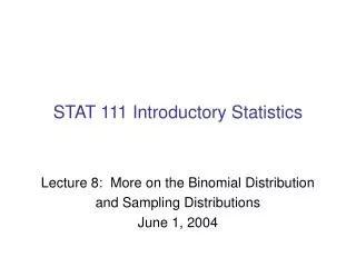 stat 111 introductory statistics