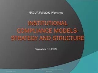 INSTITUTIONAL COMPLIANCE MODELS- STRATEGY AND STRUCTURE
