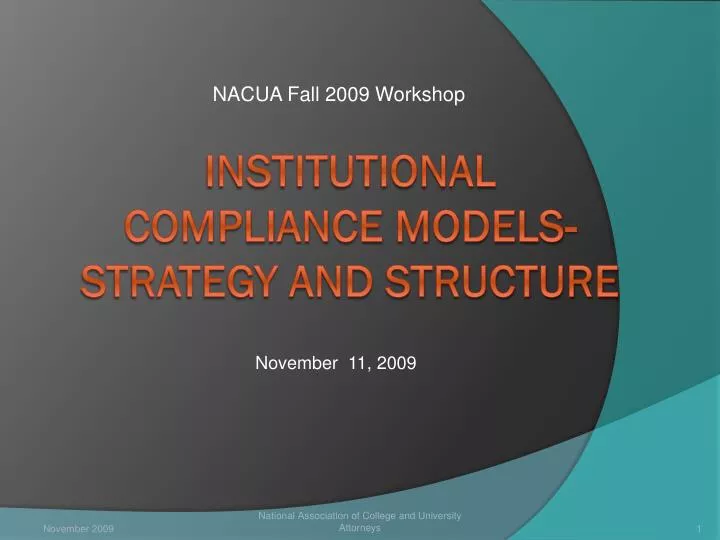 institutional compliance models strategy and structure