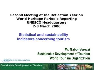 Statistical and sustainability indicators concerning tourism