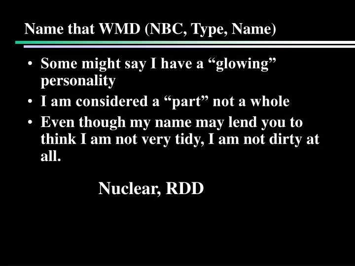 name that wmd nbc type name