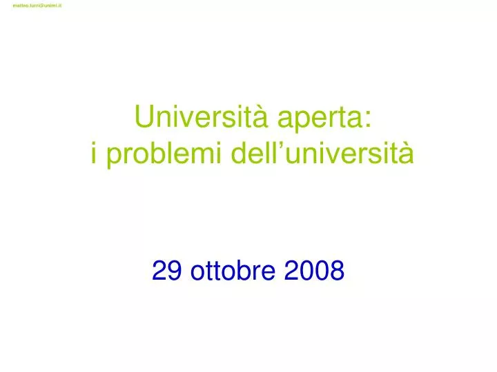 universit aperta i problemi dell universit