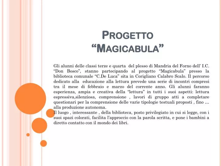 progetto magicabula