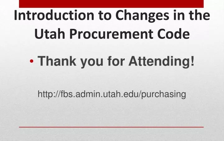 introduction to changes in the utah procurement code