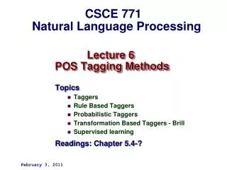 lecture 6 pos tagging methods