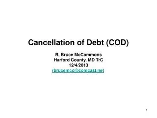Cancellation of Debt (COD)
