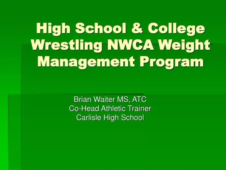 high school college wrestling nwca weight management program