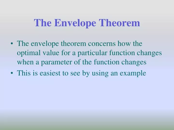 the envelope theorem