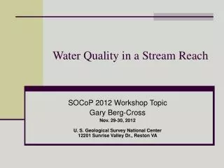 Water Quality in a Stream Reach