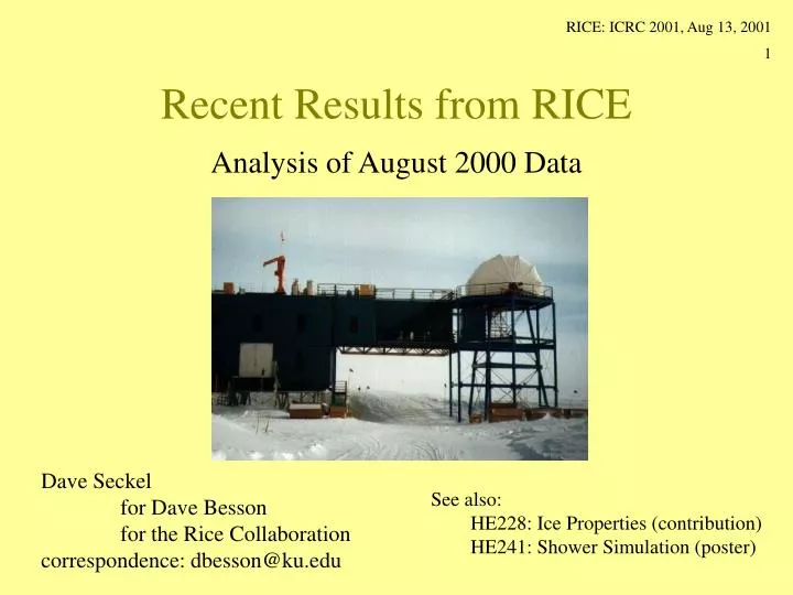recent results from rice
