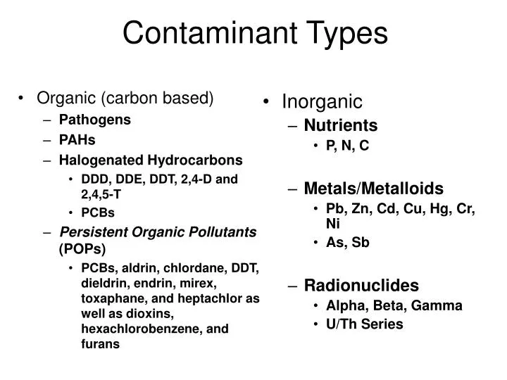 contaminant types
