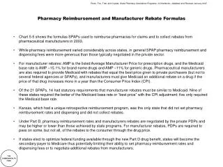 Pharmacy Reimbursement and Manufacturer Rebate Formulas