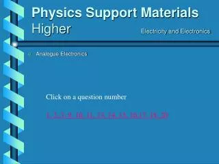 Physics Support Materials Higher 			 Electricity and Electronics