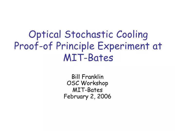 optical stochastic cooling proof of principle experiment at mit bates