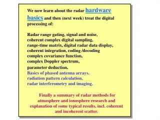 Radar System Design and Data Processing