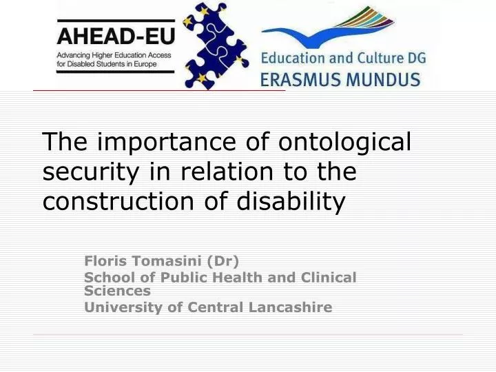 the importance of ontological security in relation to the construction of disability