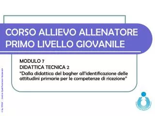 corso allievo allenatore primo livello giovanile